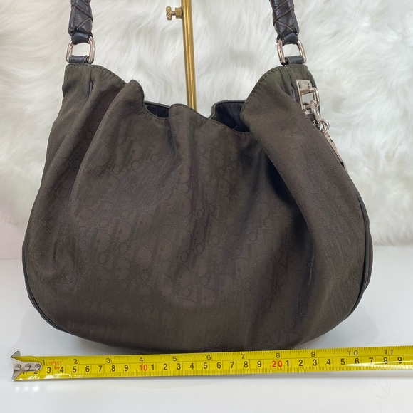 💯% AUTHENTIC CHRISTIAN DIOR Nylon Monogram Lovely Hobo Brown - Picture 14 of 15
